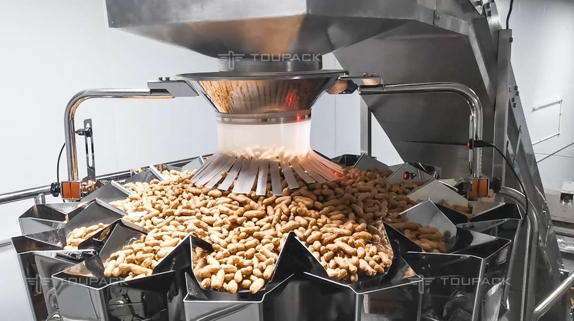 دستگاه بسته بندی توزین عمودی کیسه ای ایستاده دستگاه بسته بندی آجیل بادام زمینی 2.5 کیلوگرمی
