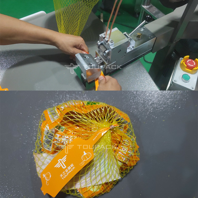 دستگاه بسته بندی نیم اتوماتیک کیسه های سیتروس Net Sweet Potato Orange Mesh Bag Fruit Packaging Machine