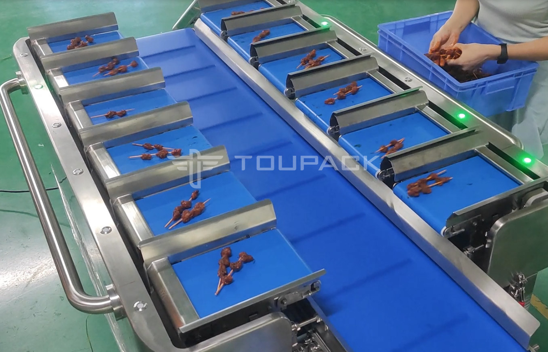 PLC ترازو الکترونیک استیک ماهی مرغ غذاهای دریایی خرچنگ سوسیس وزن چند سر کمربند تغذیه ترکیب