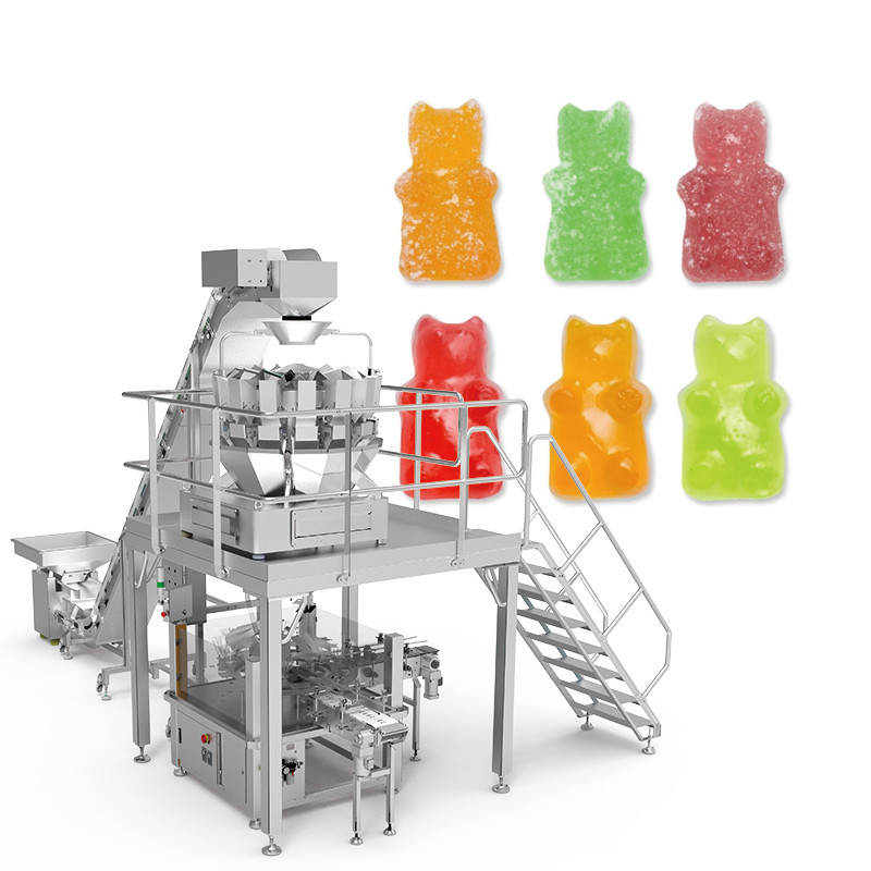 QQ Candy Gummies Cheese Sticky Screw Multihead Weigher اتوماتیک کوکی های بسته بندی ماشین برای کیسه زیپ