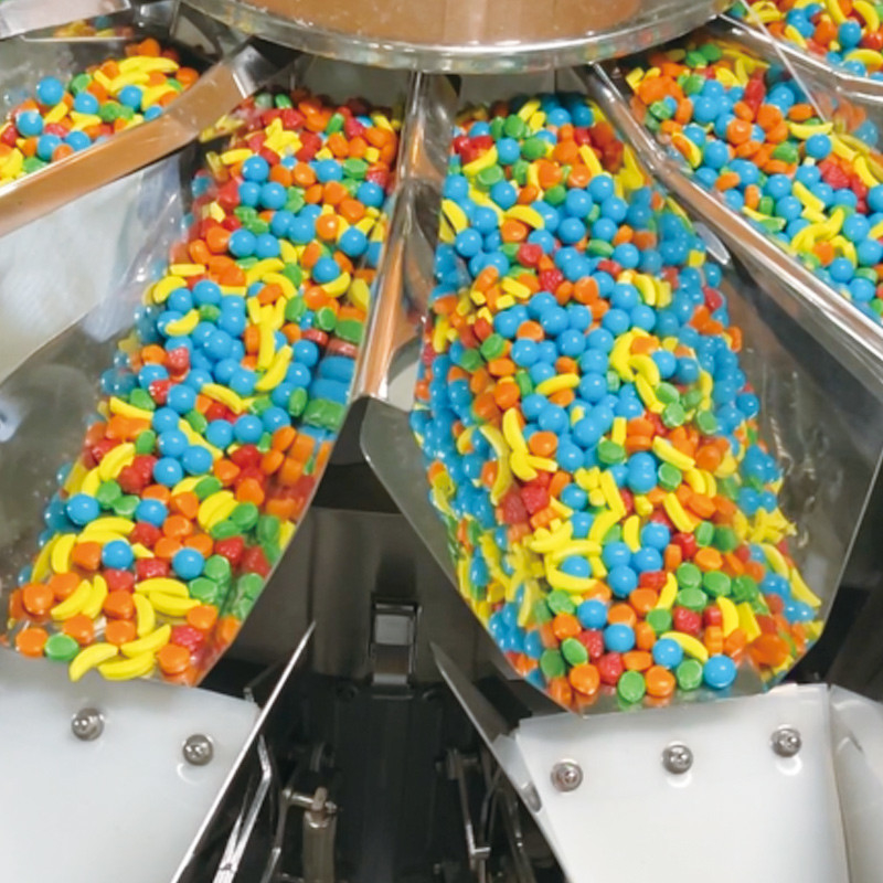 QQ Candy Gummies Cheese Sticky Screw Multihead Weigher اتوماتیک کوکی های بسته بندی ماشین برای کیسه زیپ