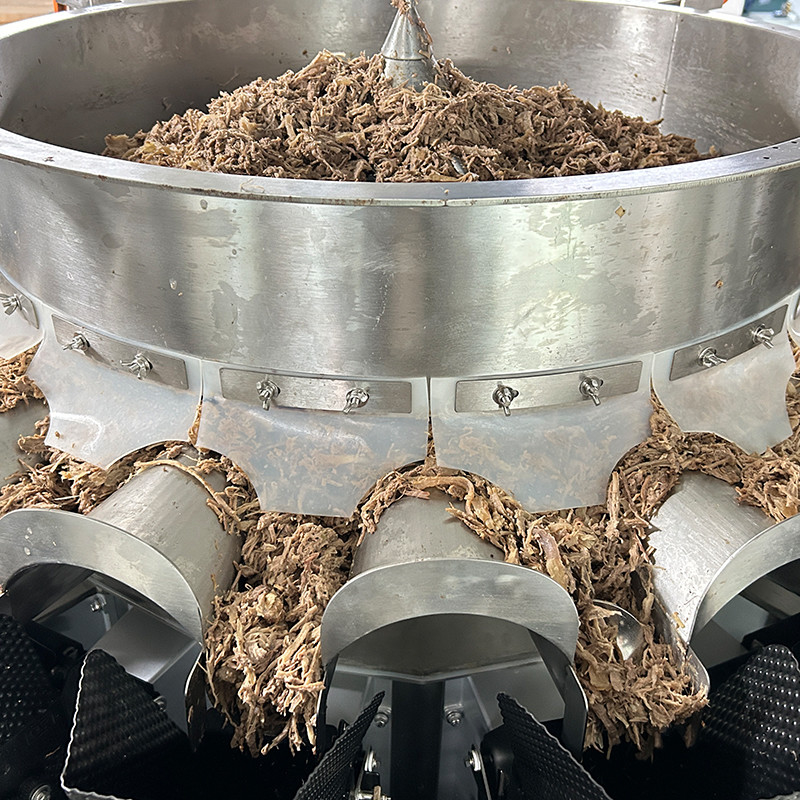 ماشین بسته بندی حیوانات خانگی 14 سر Multihead Weigher ماهی توله سگ گربه گیاه وزن مواد غذایی 120g 240g 400g 1kg Ziplock Packing Machine