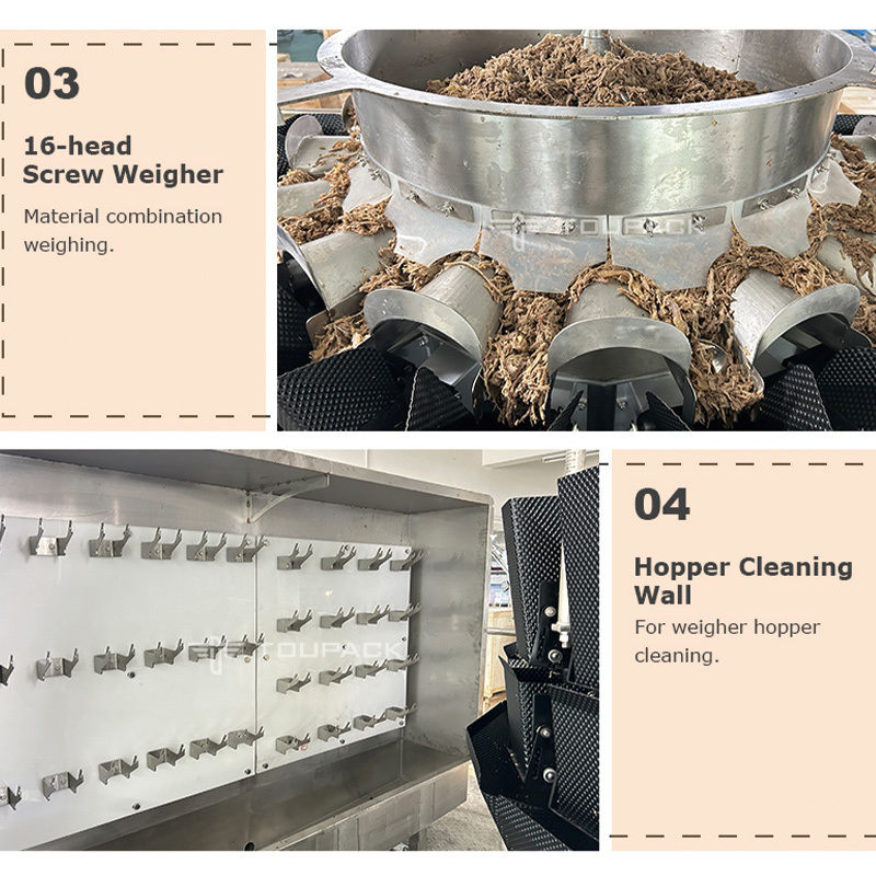 ماشین بسته بندی خودکار مرغ و گوسفند با زپ پیش ساخته شده وزن پر کردن بسته بندی غذاهای دریایی منجمد