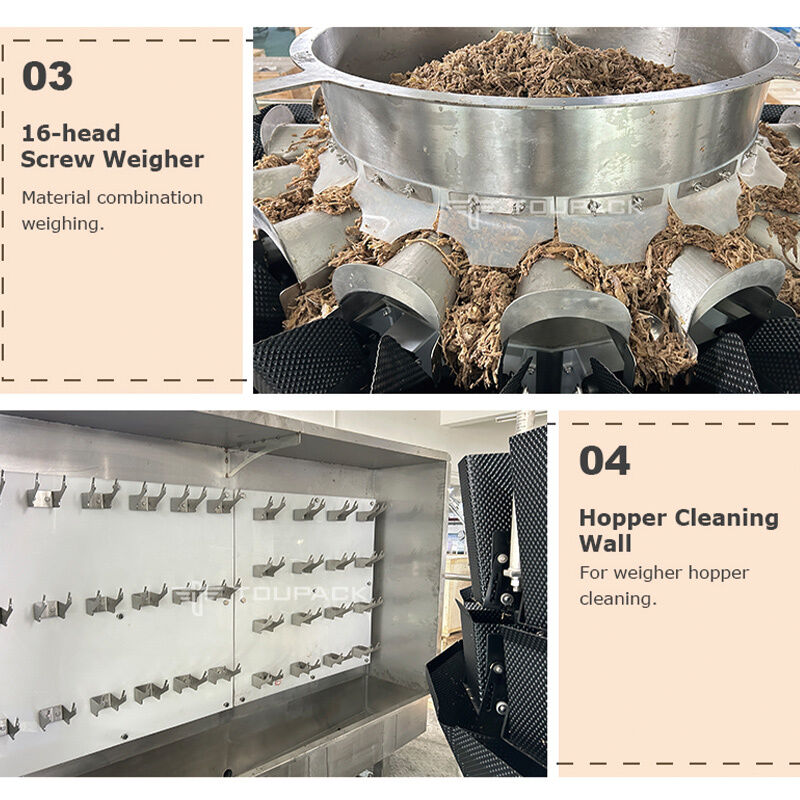 خط بسته بندی سینی اتوماتیک با فیدر پیچی و توزینگر چند سر برای گوشت، سالاد و غذاهای آماده