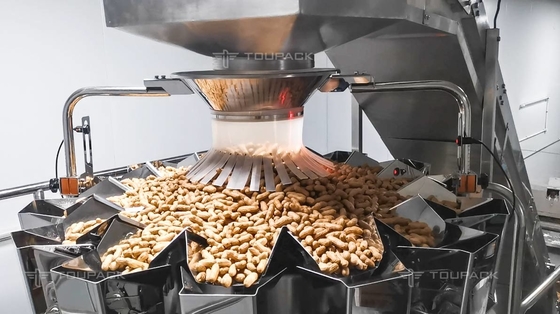 دستگاه بسته بندی توزین عمودی کیسه ای ایستاده دستگاه بسته بندی آجیل بادام زمینی 2.5 کیلوگرمی